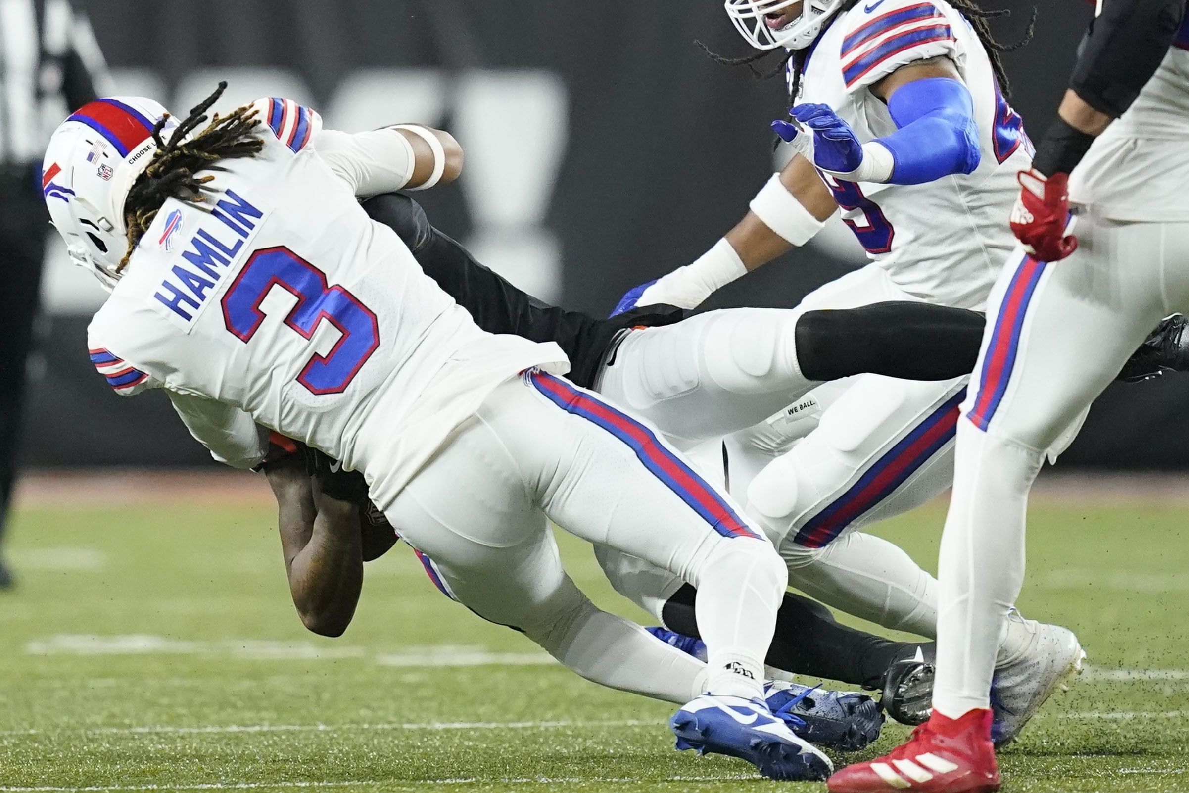 Bills honoring Damar Hamlin with No. 3 on their field and jerseys - CBS  Sacramento