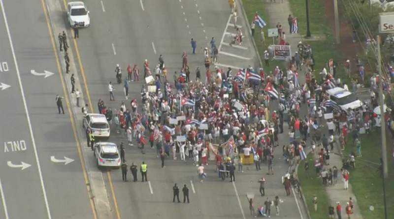 Man arrested during protests for Cuba in Orlando