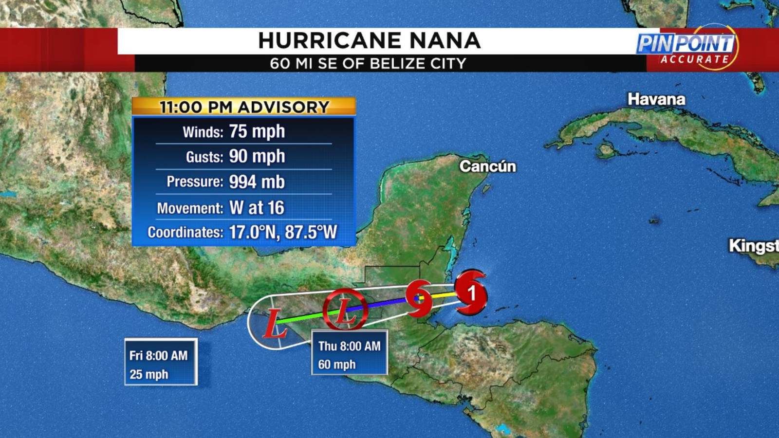 Tropical Storm Nana develops into Hurricane