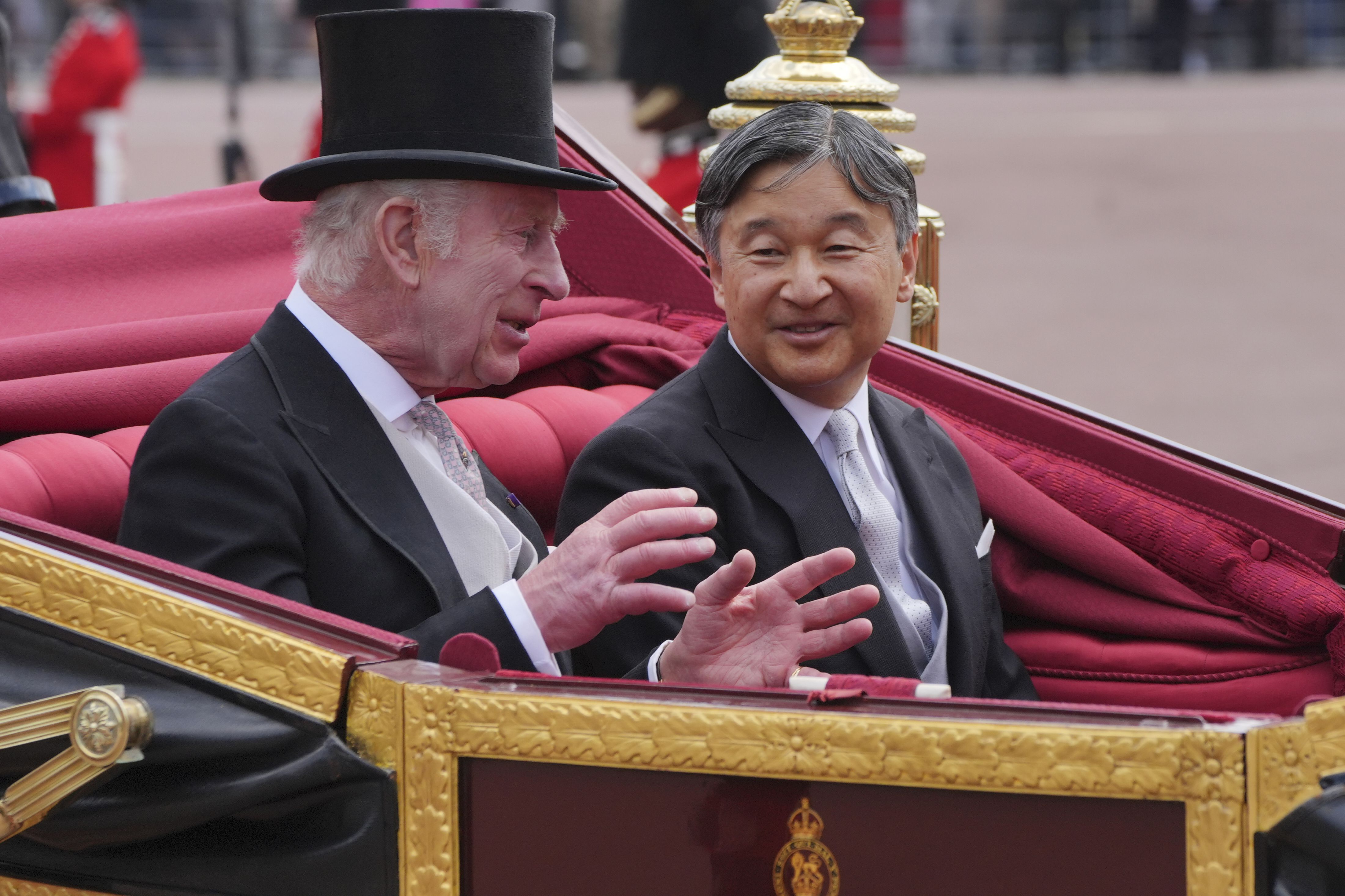 Britain's King Charles III welcomes the visiting Japanese emperor and empress thumbnail