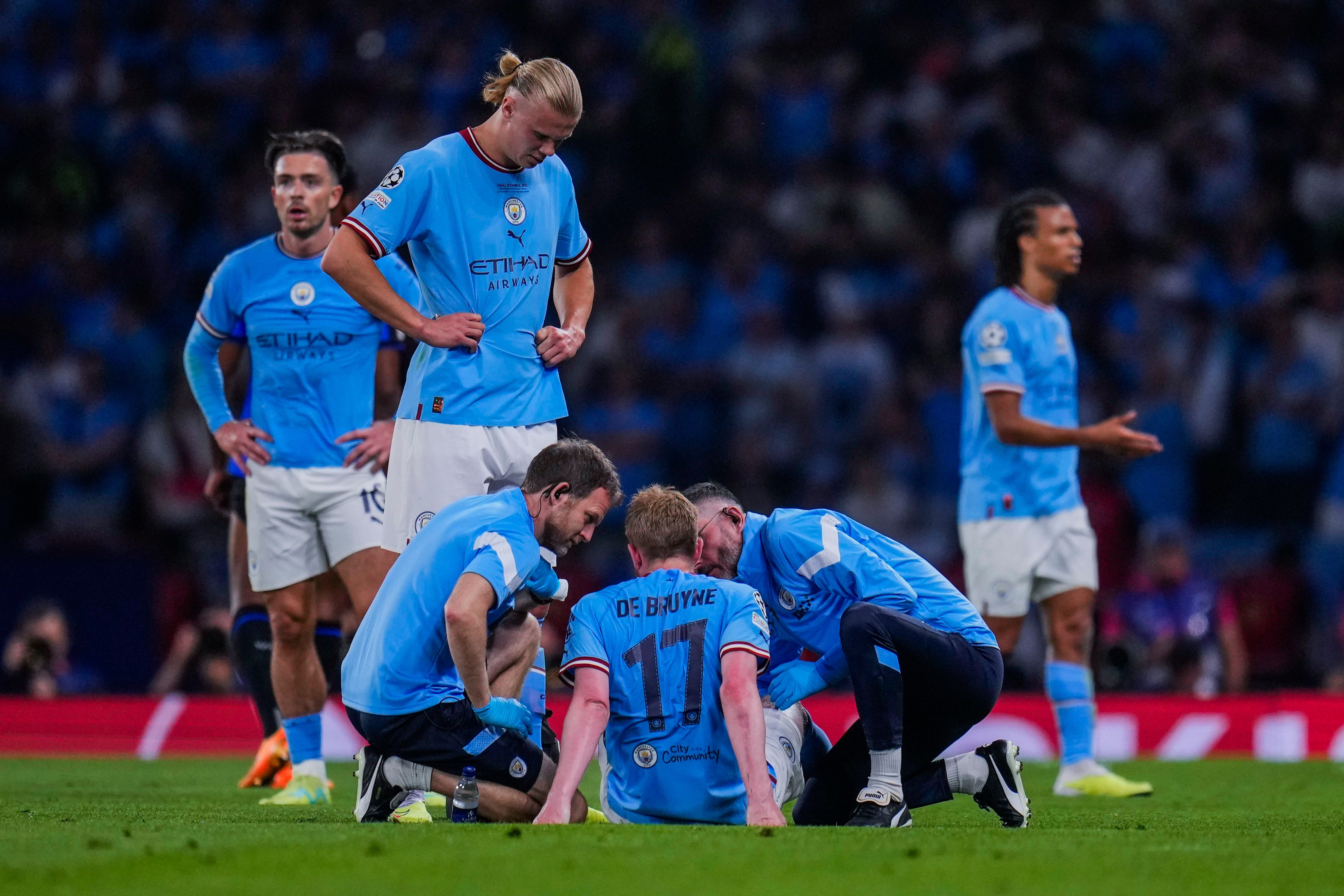 De Bruyne again goes off injured in Champions League final but Man City  finds a way without him - The San Diego Union-Tribune