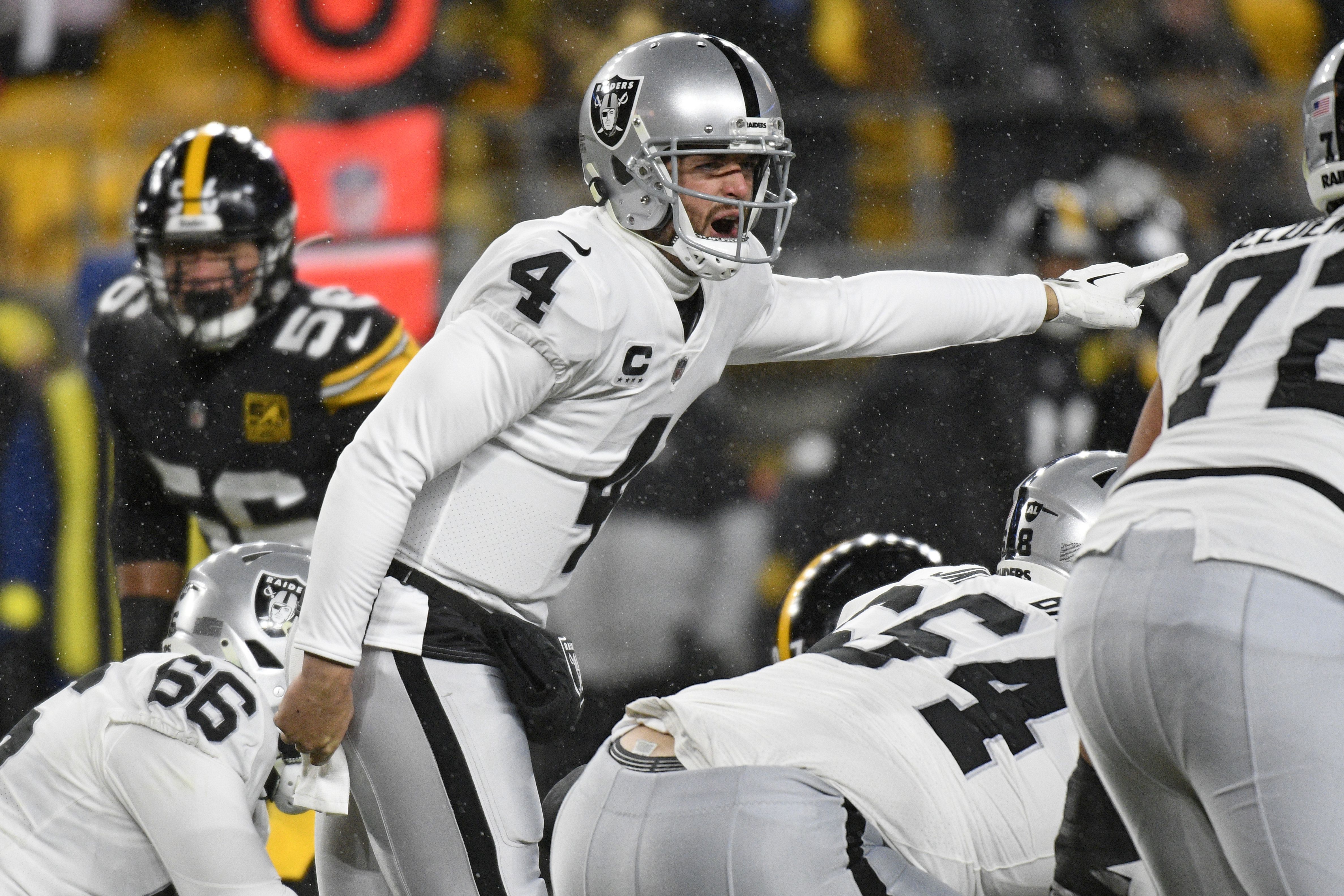 Raiders quarterback Jarrett Stidham takes it himself for the touchdown