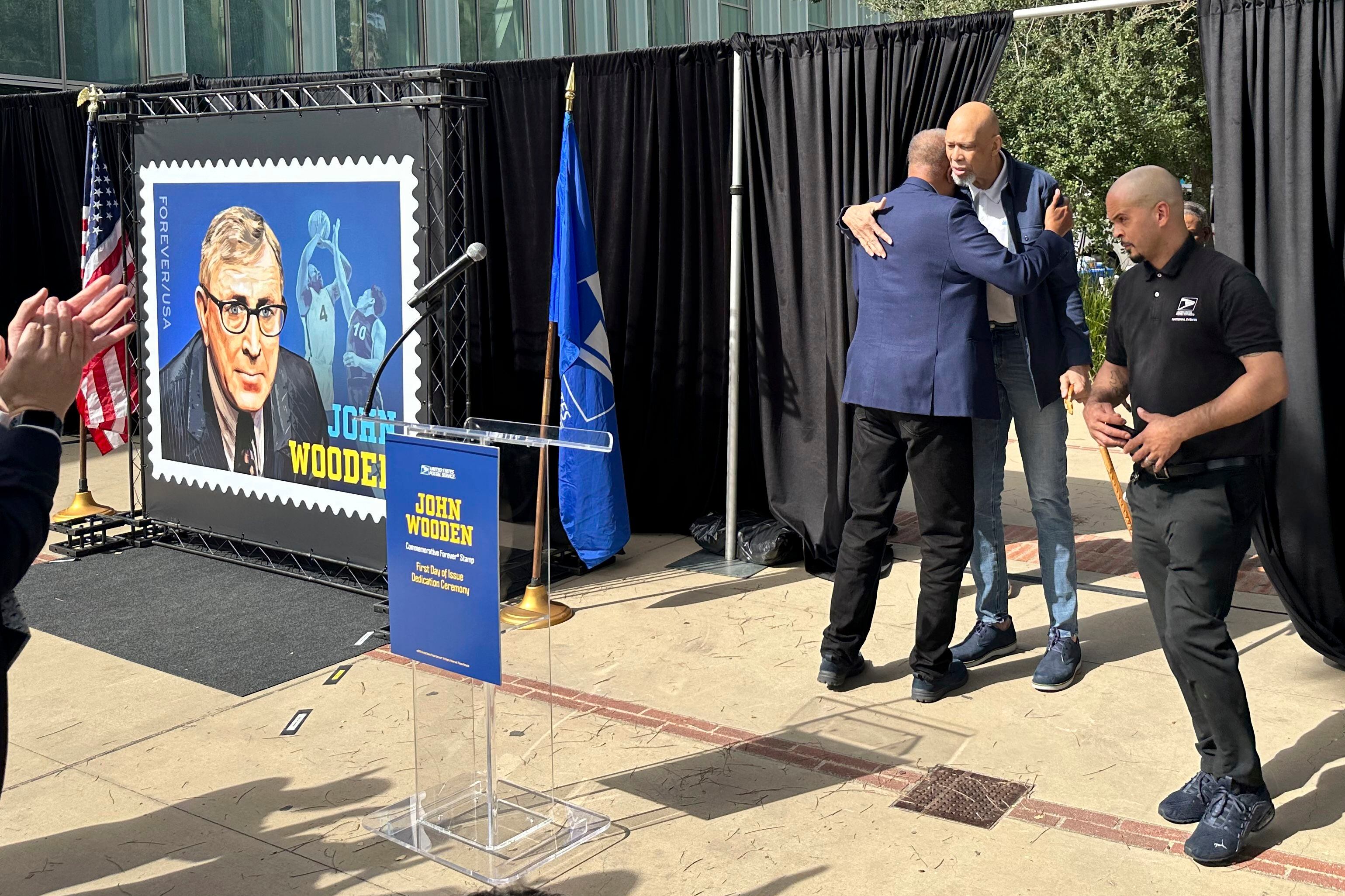 John Wooden stamp unveiled at UCLA honoring the coach who led