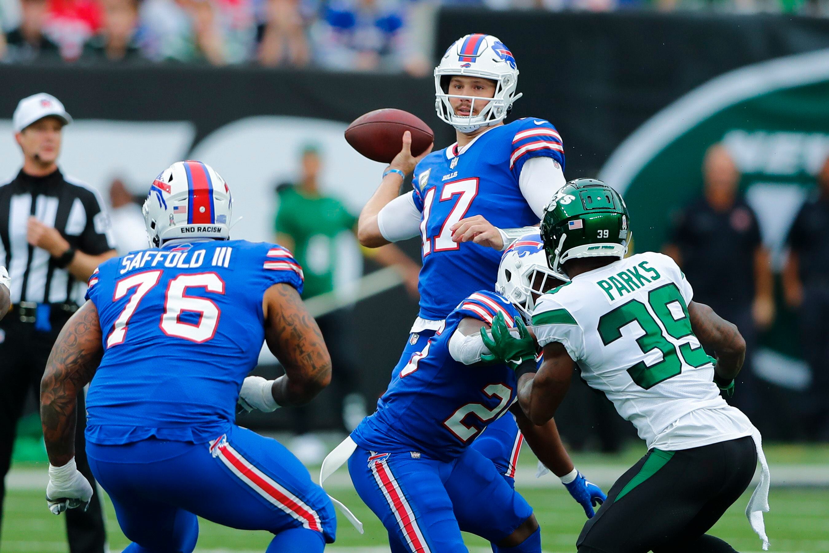 Bills QB Josh Allen arrives at Halloween Sunday game dressed as