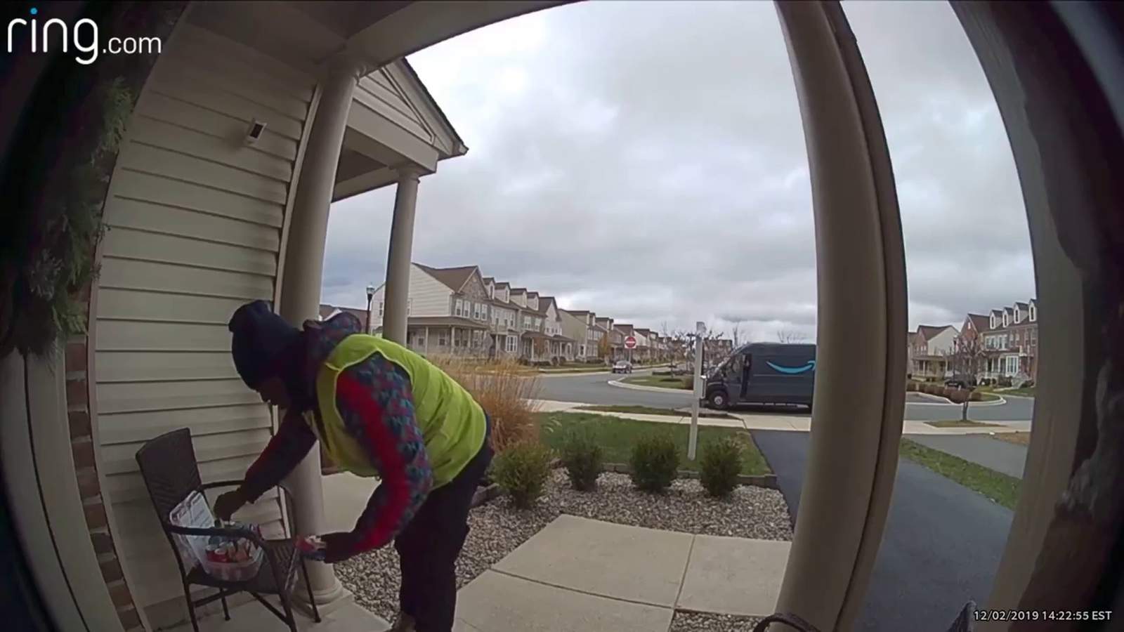 Amazon delivery driver dances with delight for basket of treats at door, video goes viral