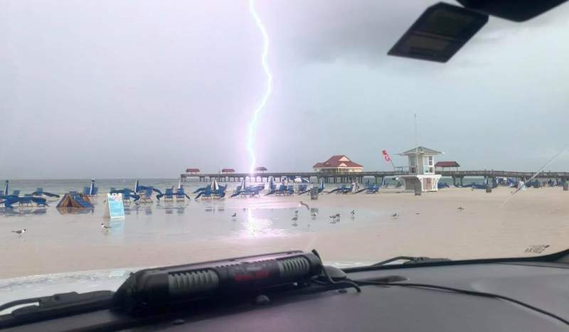 Shocking photos show lightning striking near Florida beach